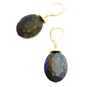 Matte Faceted Crystal Earrings - Grey