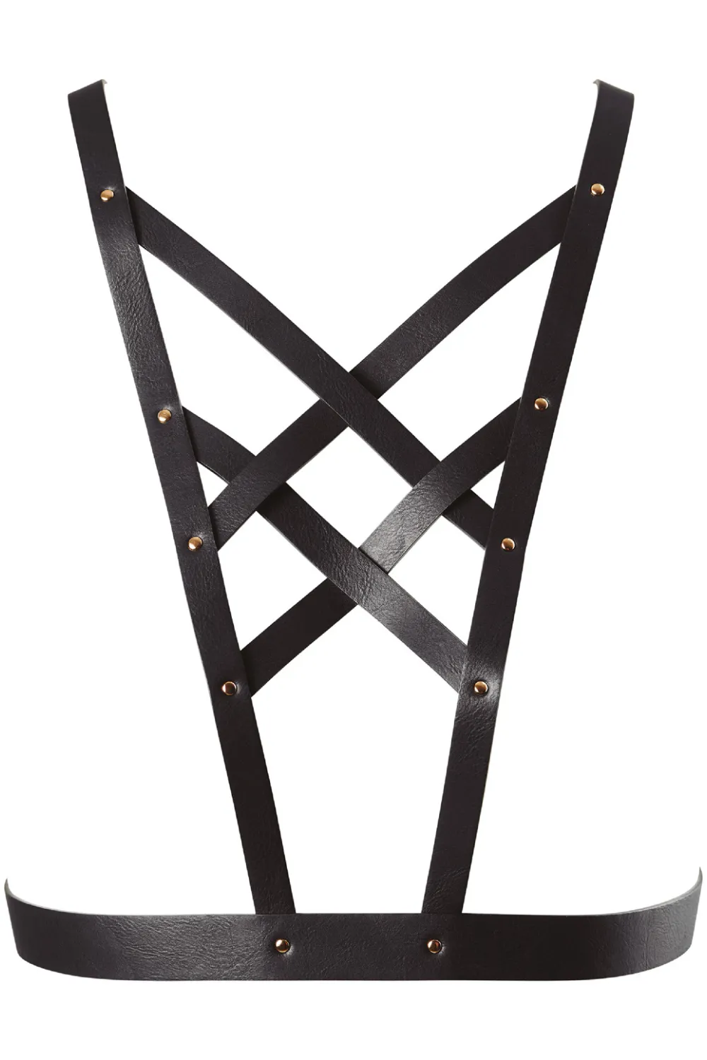 Maze Vegan Leather Cross Cleavage Harness Black