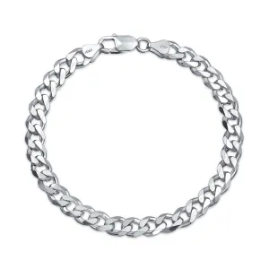 Men's Thick Chain Link Bracelet Sterling Silver Italian Made 8-9 Inch Unisex