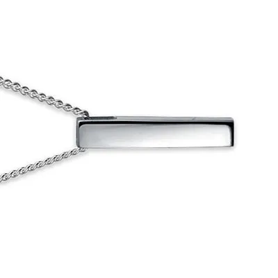 Minimalist Geometric Cube Vertical Bar Pendant Necklace in Sterling Silver