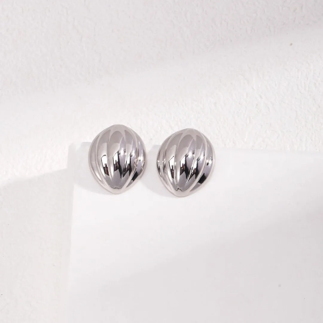 Minimalist Striped Oval Earrings