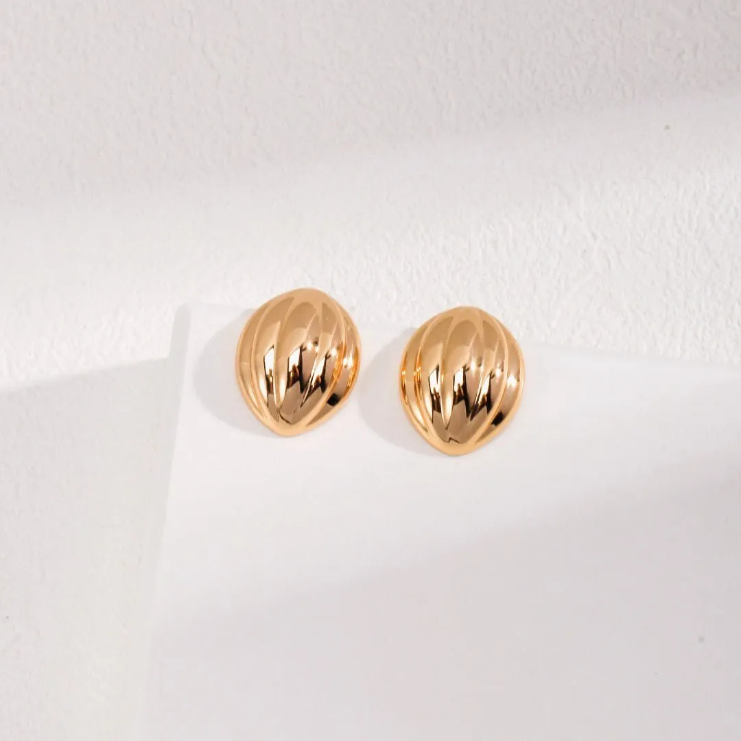 Minimalist Striped Oval Earrings