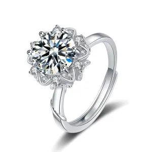 Moissanite Sunflower Silver Resizable Ring