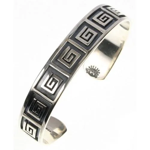 “Moschik” Peruvian Inspired Adjustable Narrow Geometric Cuff Bracelet