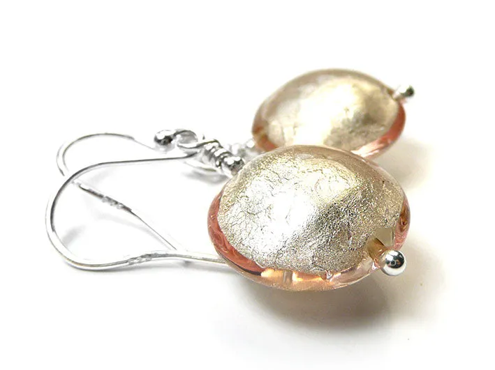 Murano Glass Lentil Earrings - Champagne