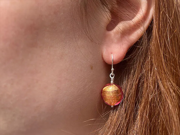 Murano Glass Lentil Earrings - Champagne