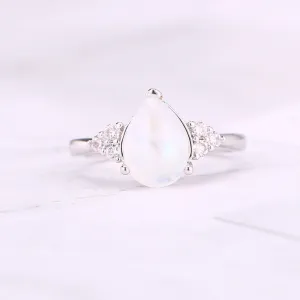 Natural Semi-Precious Moonstone Ring Simple