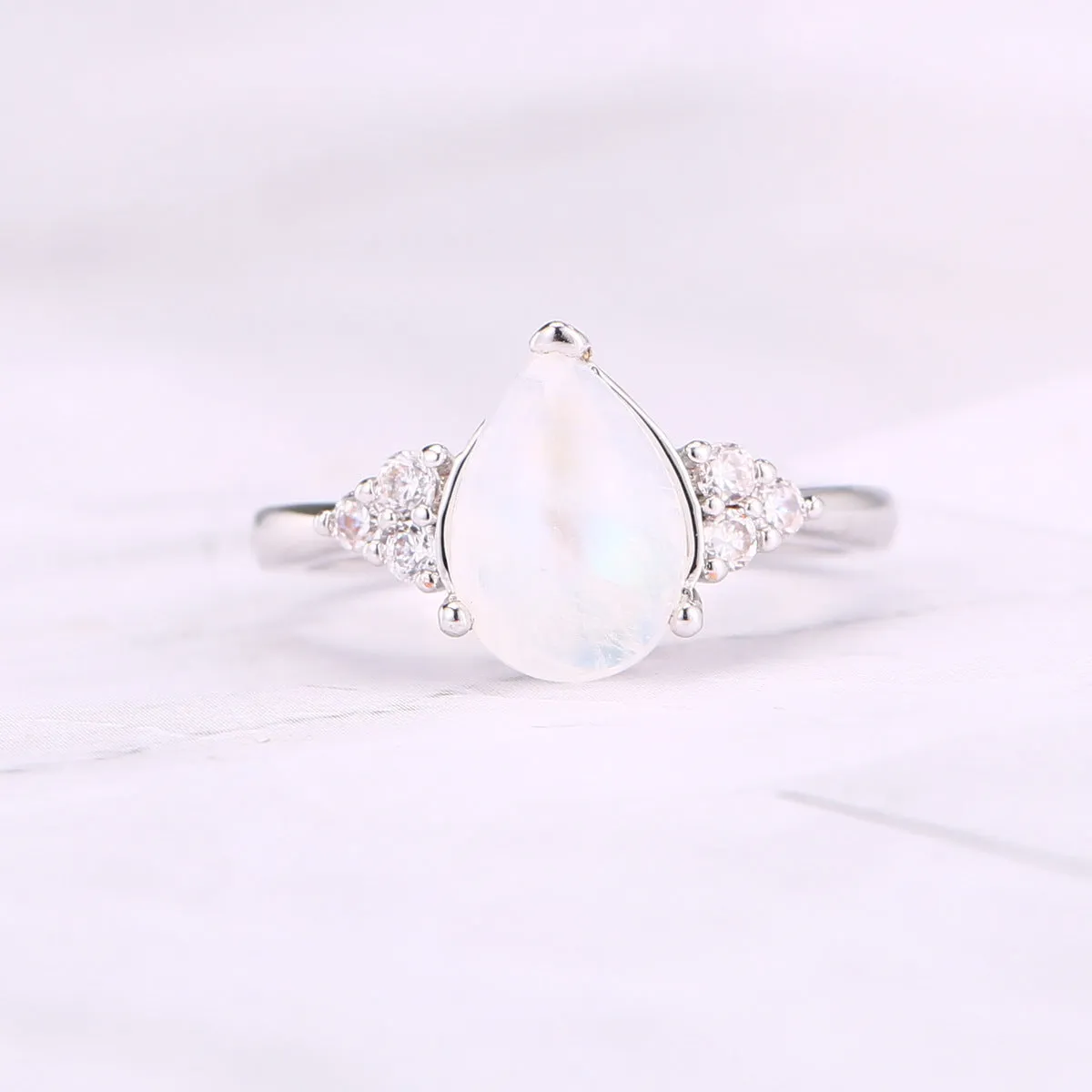 Natural Semi-Precious Moonstone Ring Simple