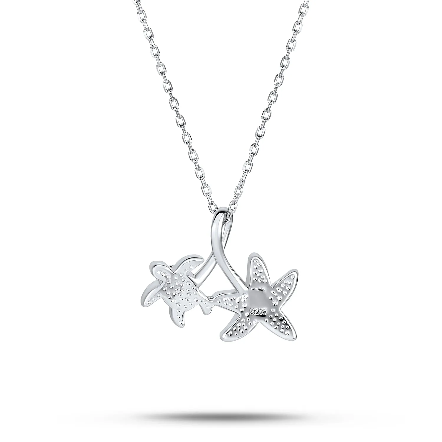 Nautical Beach Vacation Opal Sea Turtle Starfish Jewelry Set Necklace Silver