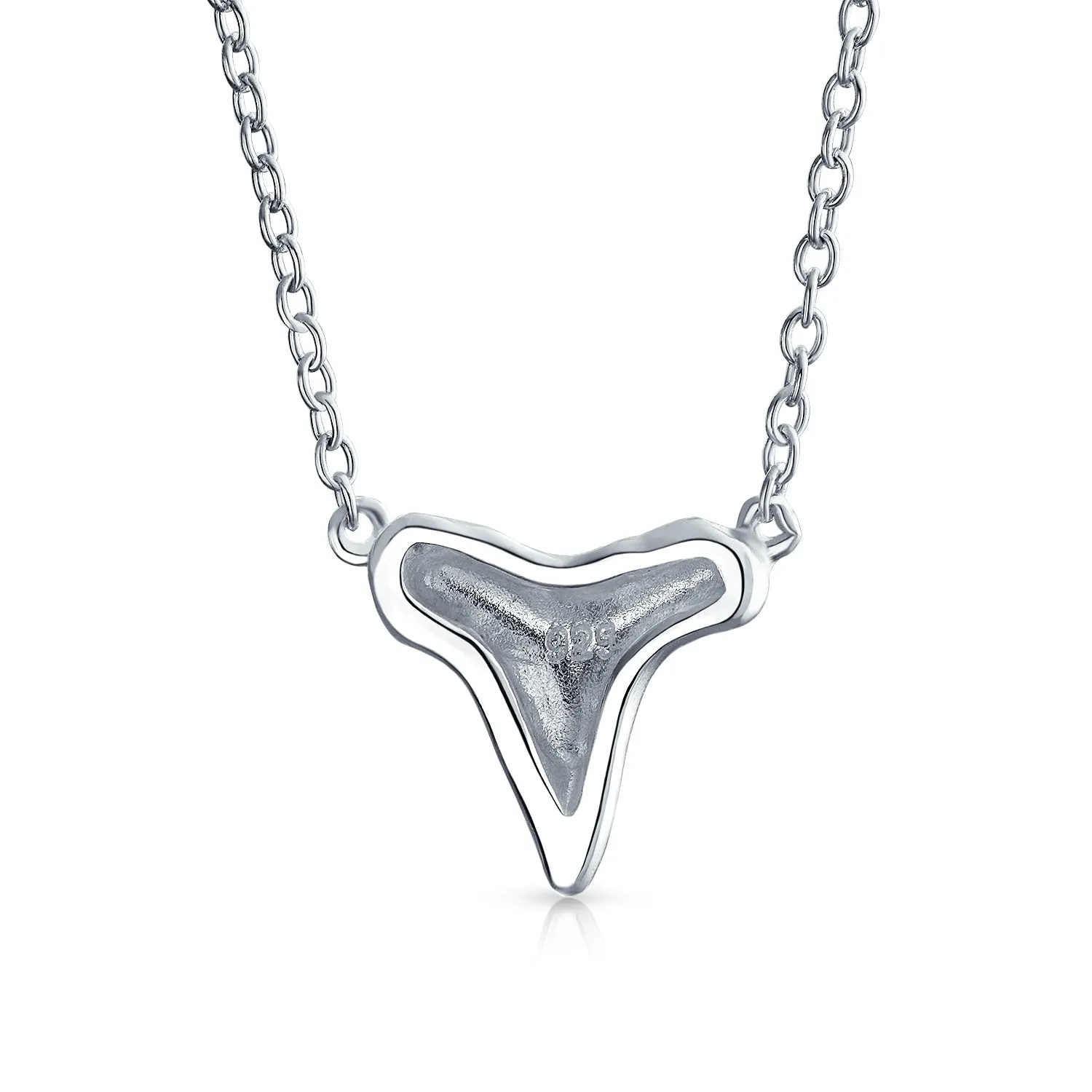 Nautical Fisherman Shark Tooth Pendant Necklace in Sterling Silver Finish