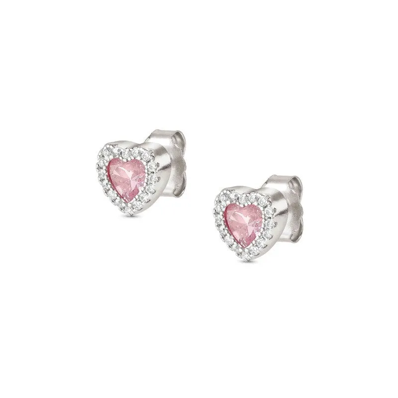 Nomination All My Love Earrings, Heart, Pink Cubic Zirconia, Silver