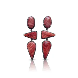 Ombre Spiney Oyster Triple Drop Earrings 1