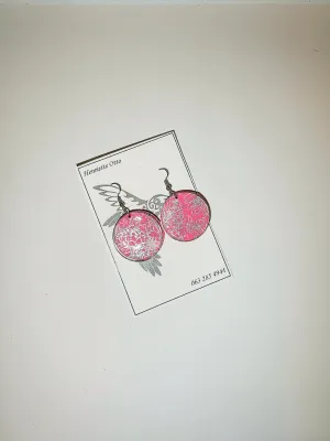 Otto Jewellery Pink and Silver Round Earrings