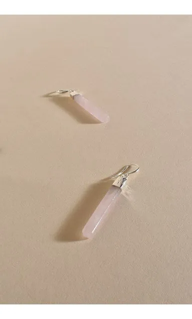 Pale Pink Stone Bar Hook Earrings