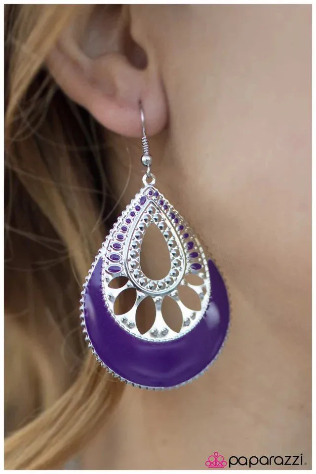 Paparazzi Earring ~ Last Call - Purple