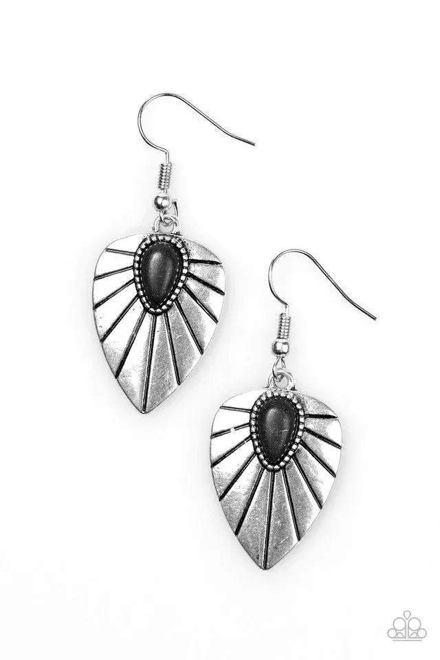 Paparazzi Earring ~ Wild Palms - Black