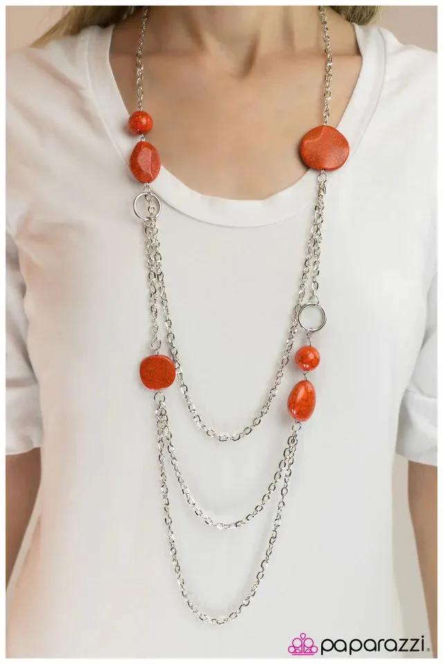 Paparazzi Necklace ~ Off Your Rocker - Orange