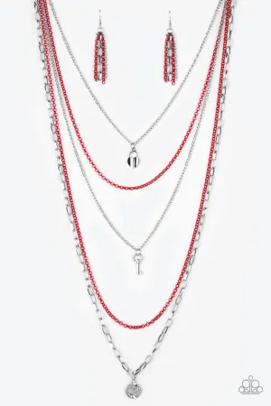 Paparazzi Necklace ~ Right On Key - Red