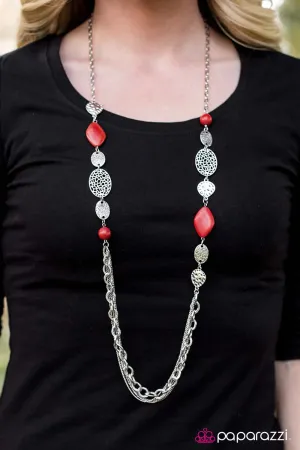 Paparazzi Necklace ~ Saloon Style - Red