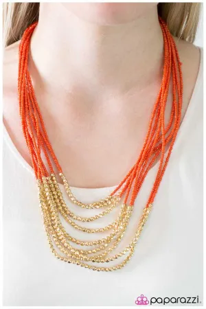 Paparazzi Necklace ~ Terracotta Tango - Orange