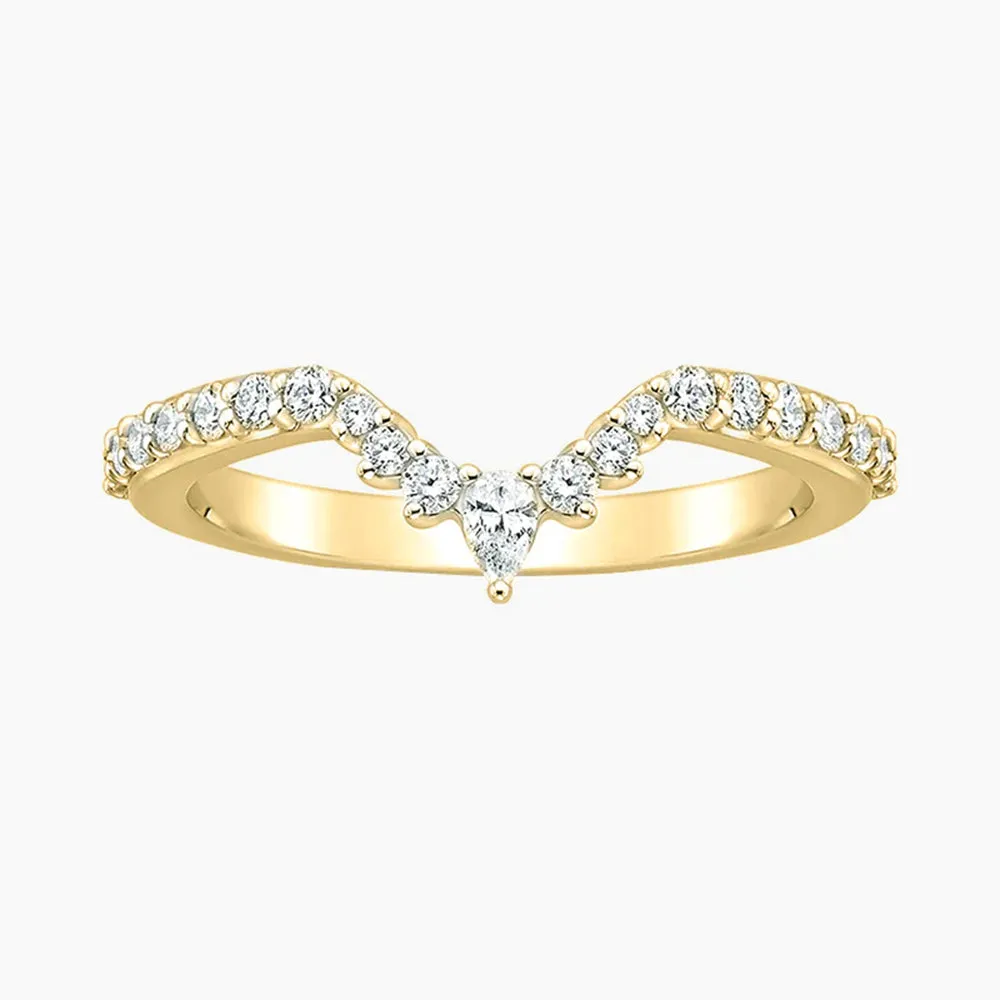 Pear and Crown Stackable Curved Engagement Rings