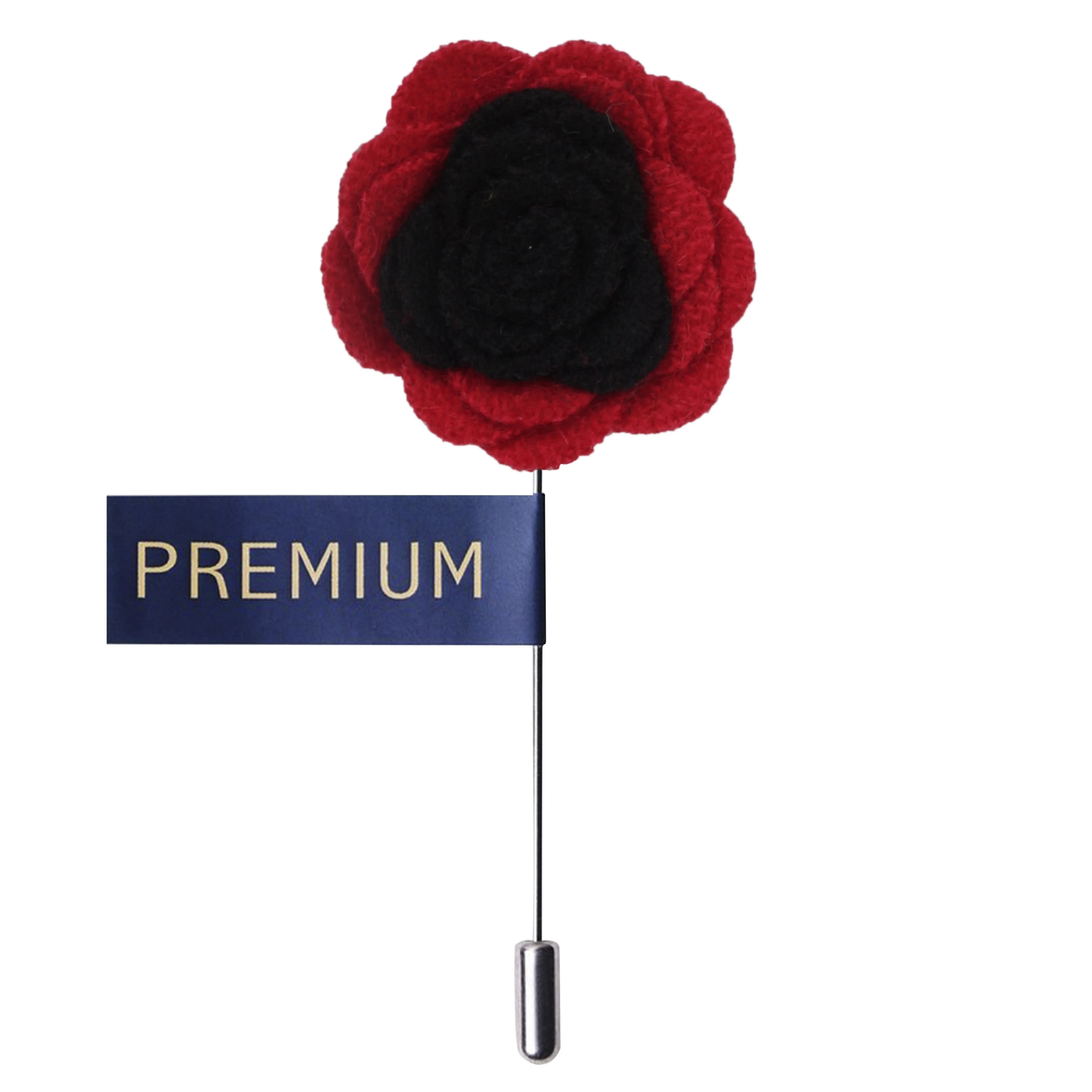 Peluche Graceful Bloom Black and Red Colored Brooch for Men