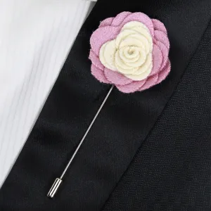 Peluche Graceful Bloom Cream and Pink Colored Brooch for Men