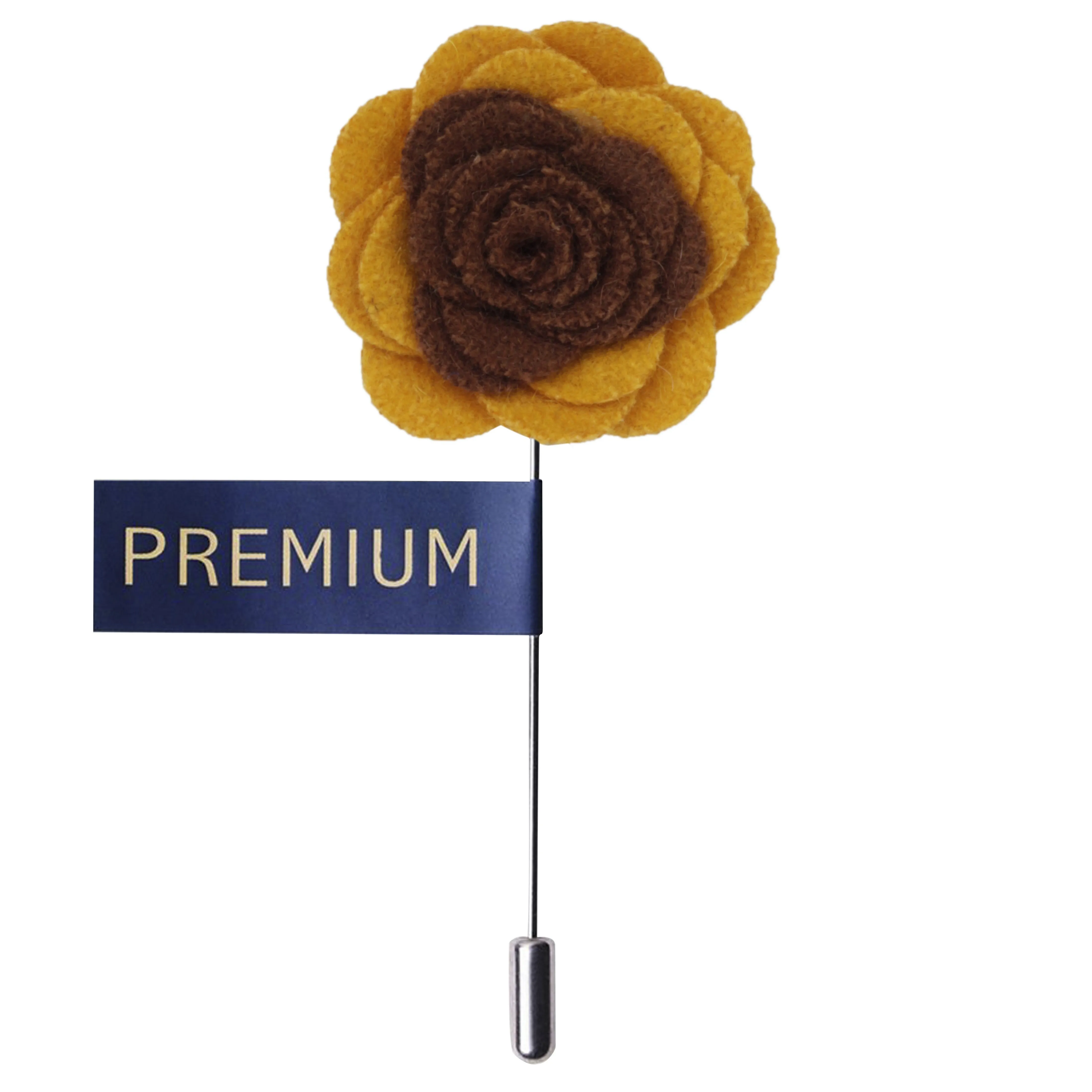 Peluche Graceful Bloom Dark Brown and Yellow Colored Brooch for Men