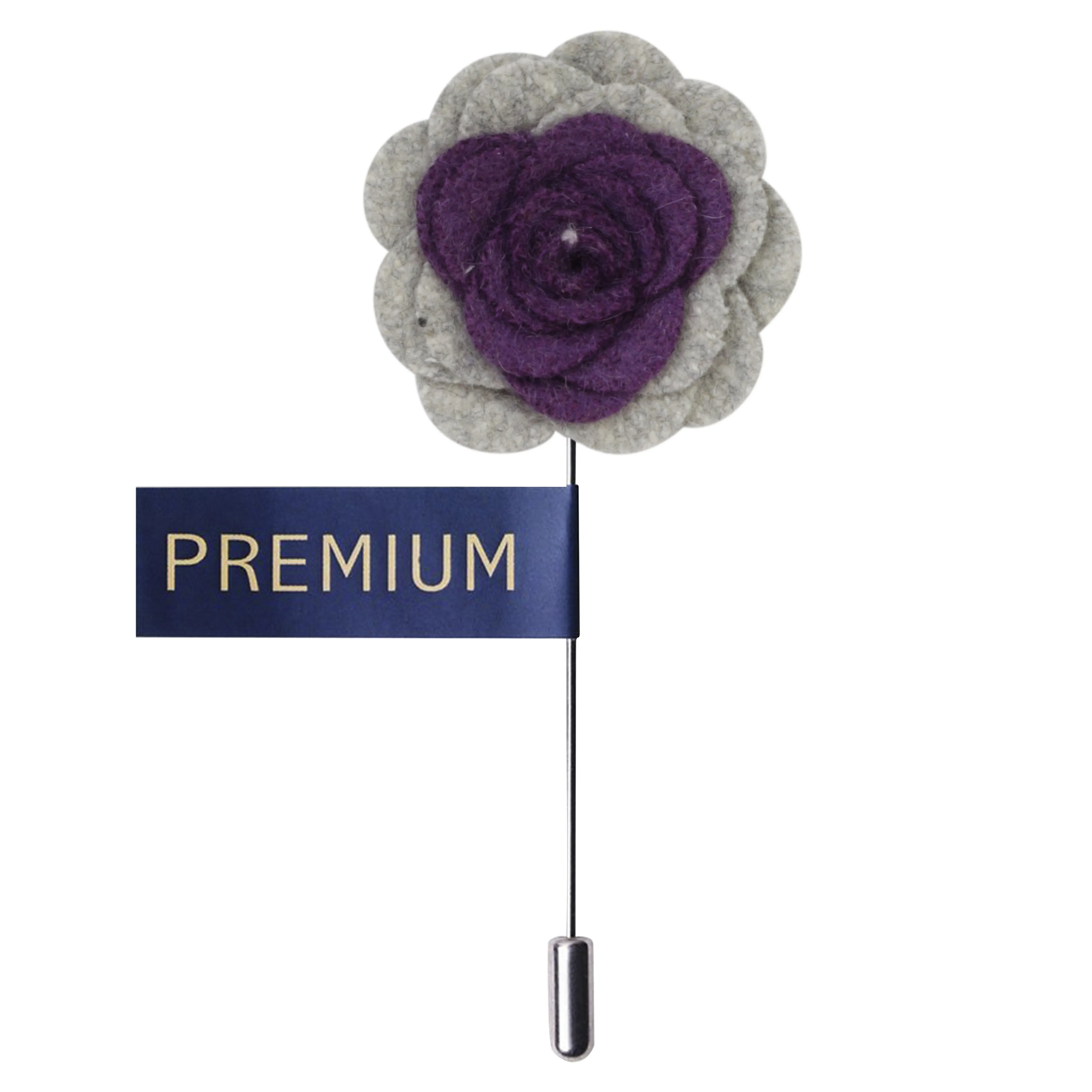 Peluche Graceful Bloom Purple and Light Grey Colored Brooch for Men