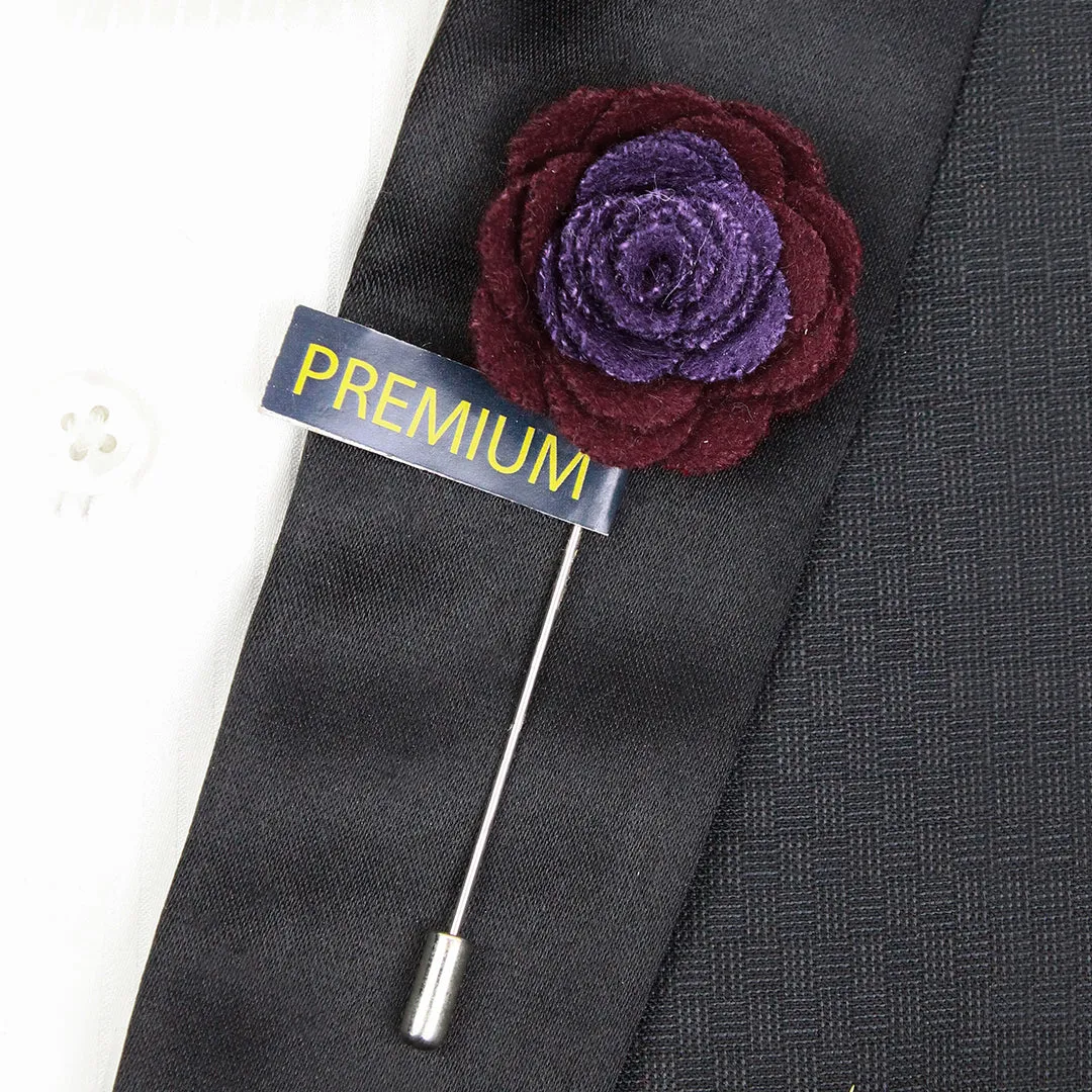 Peluche Graceful Bloom Purple and Wine Colored Brooch for Men