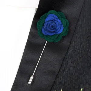 Peluche Graceful Bloom Royal Blue and Dark Green Colored Brooch for Men