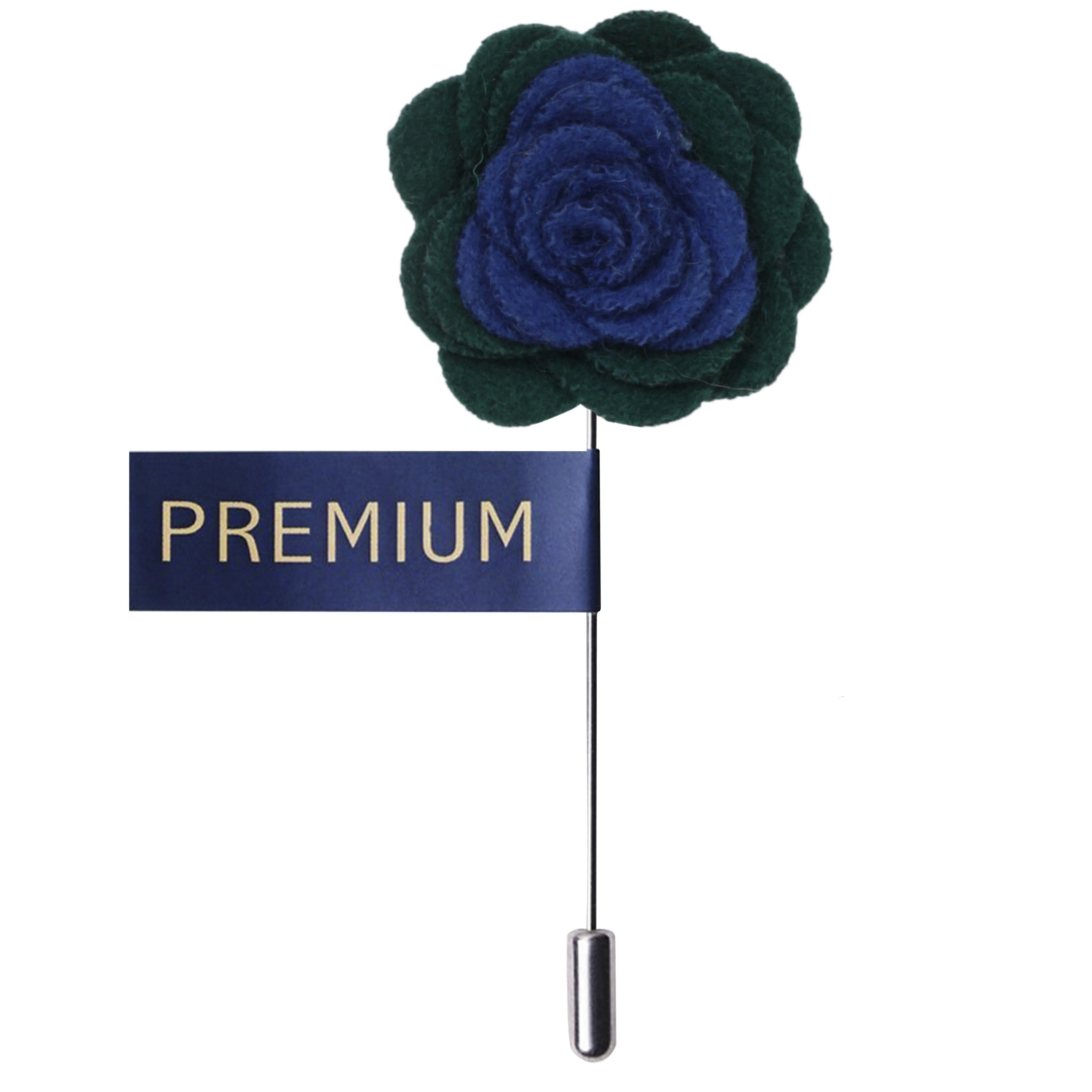 Peluche Graceful Bloom Royal Blue and Dark Green Colored Brooch for Men