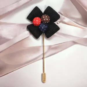 Peluche Graceful Floral Black Brooch For Men