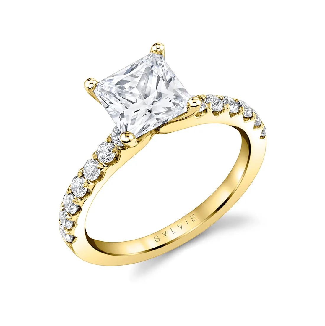 Princess Cut Classic Engagement Ring - Aimee 14k Gold Yellow