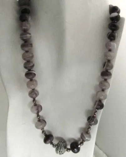 Purple Agate Beaded Necklace