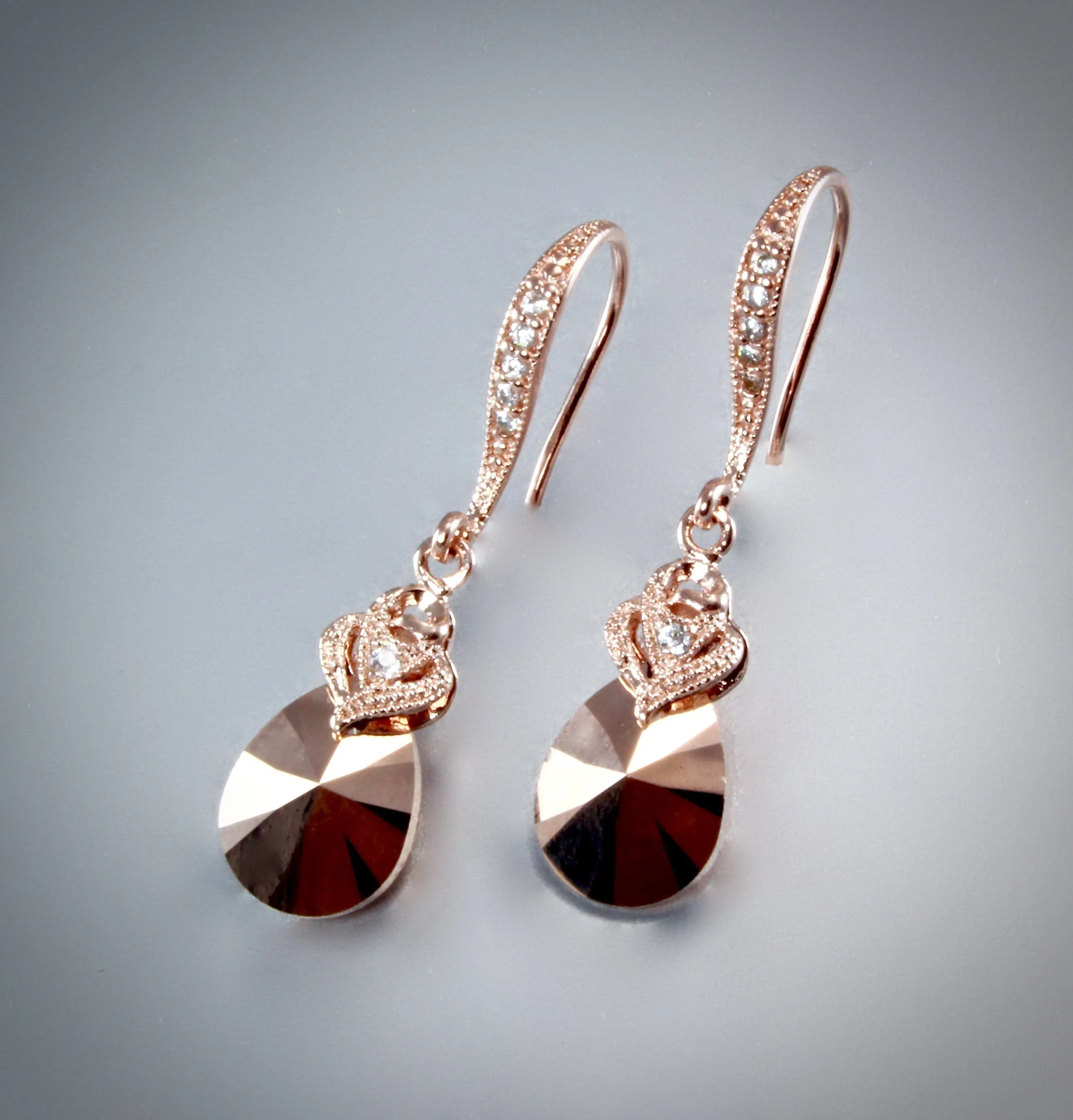 "Nadia"- Rose Gold Swarovski Crystal Earrings