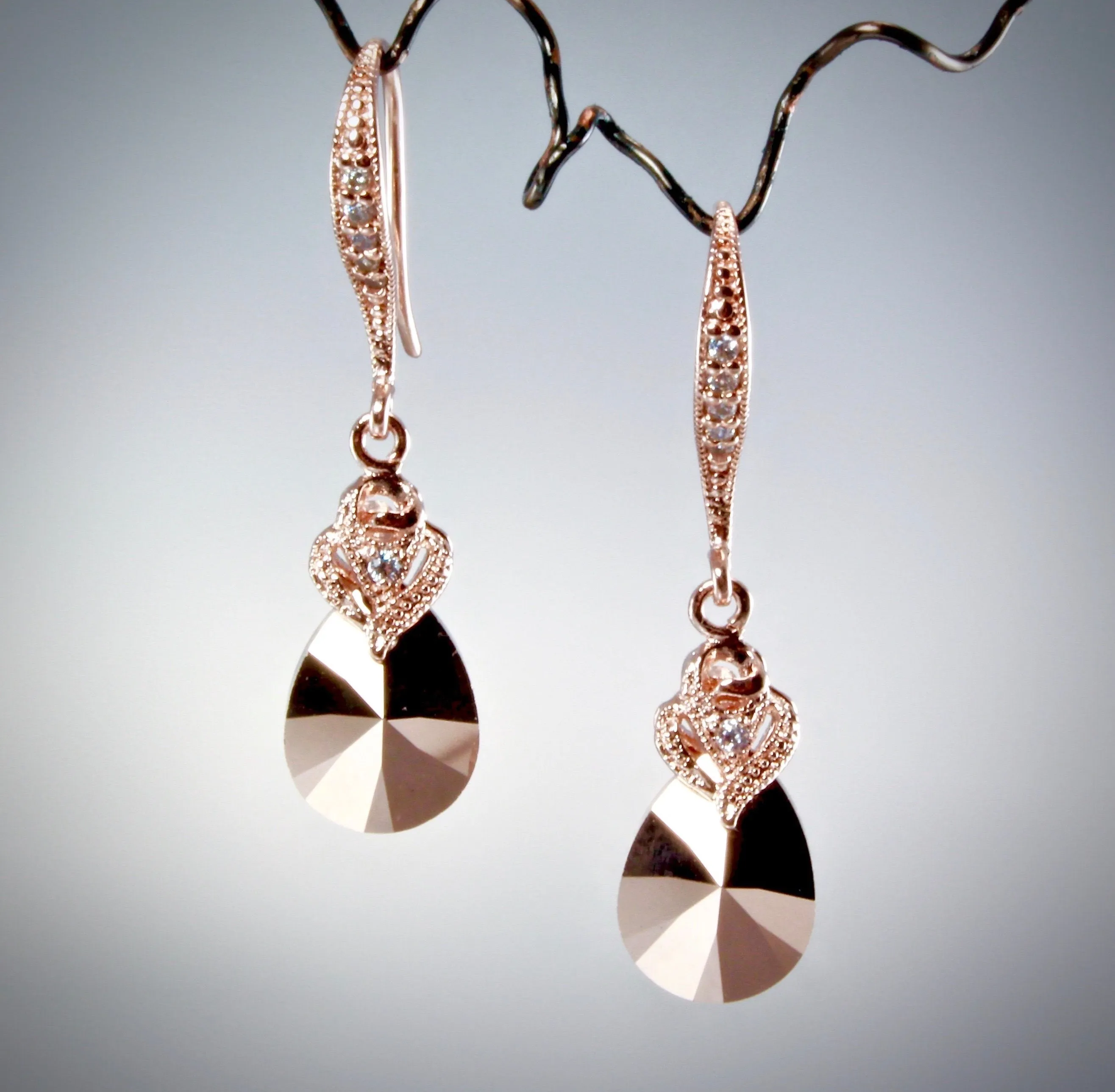 "Nadia"- Rose Gold Swarovski Crystal Earrings