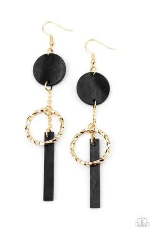 Raw Refinement Black Earrings - Paparazzi Accessories