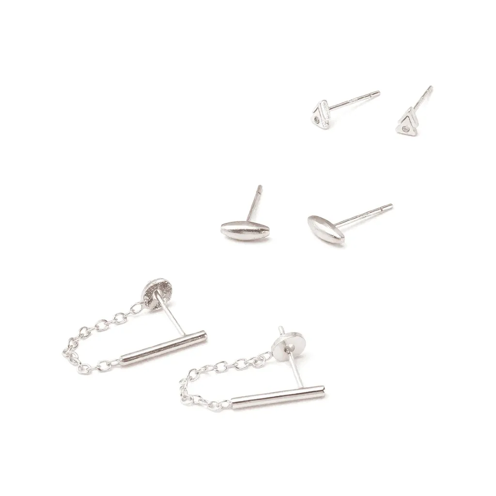 Refined Stud Earring Trio