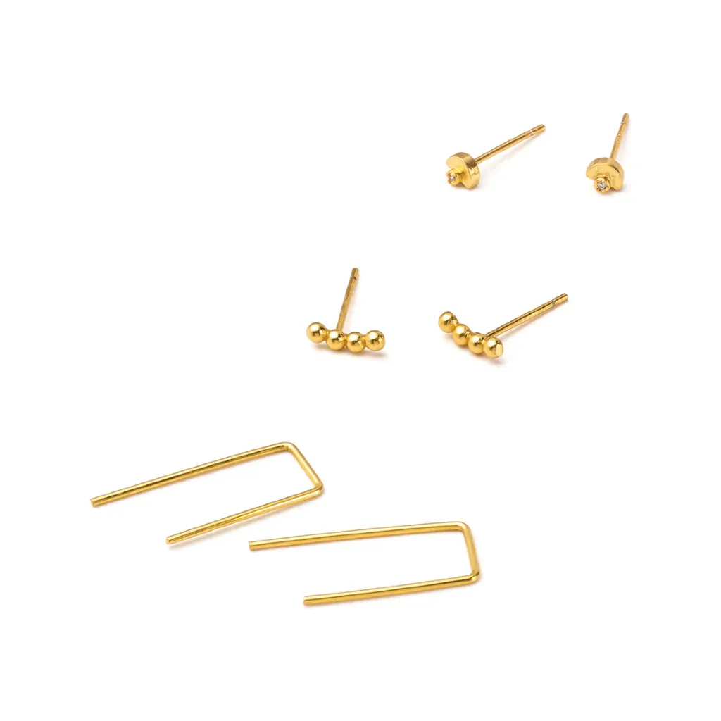 Refined Stud Earring Trio