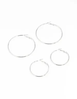 Rhodium Mixed Hoop Earring Pack