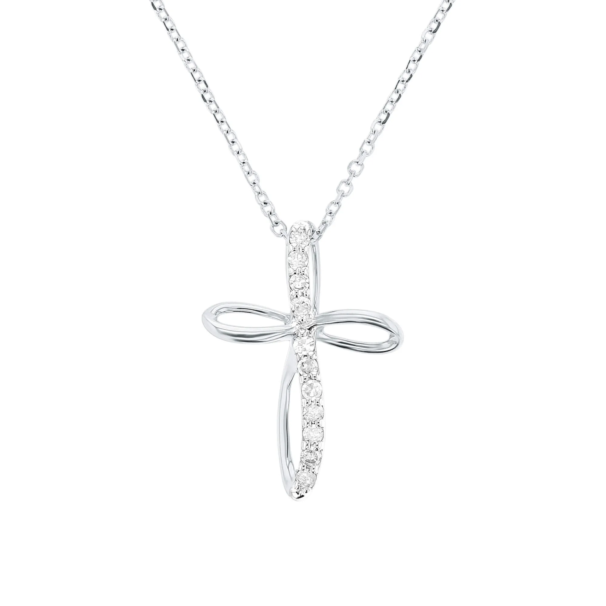 Ribbon Cross Diamond Necklace