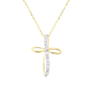 Ribbon Cross Diamond Necklace