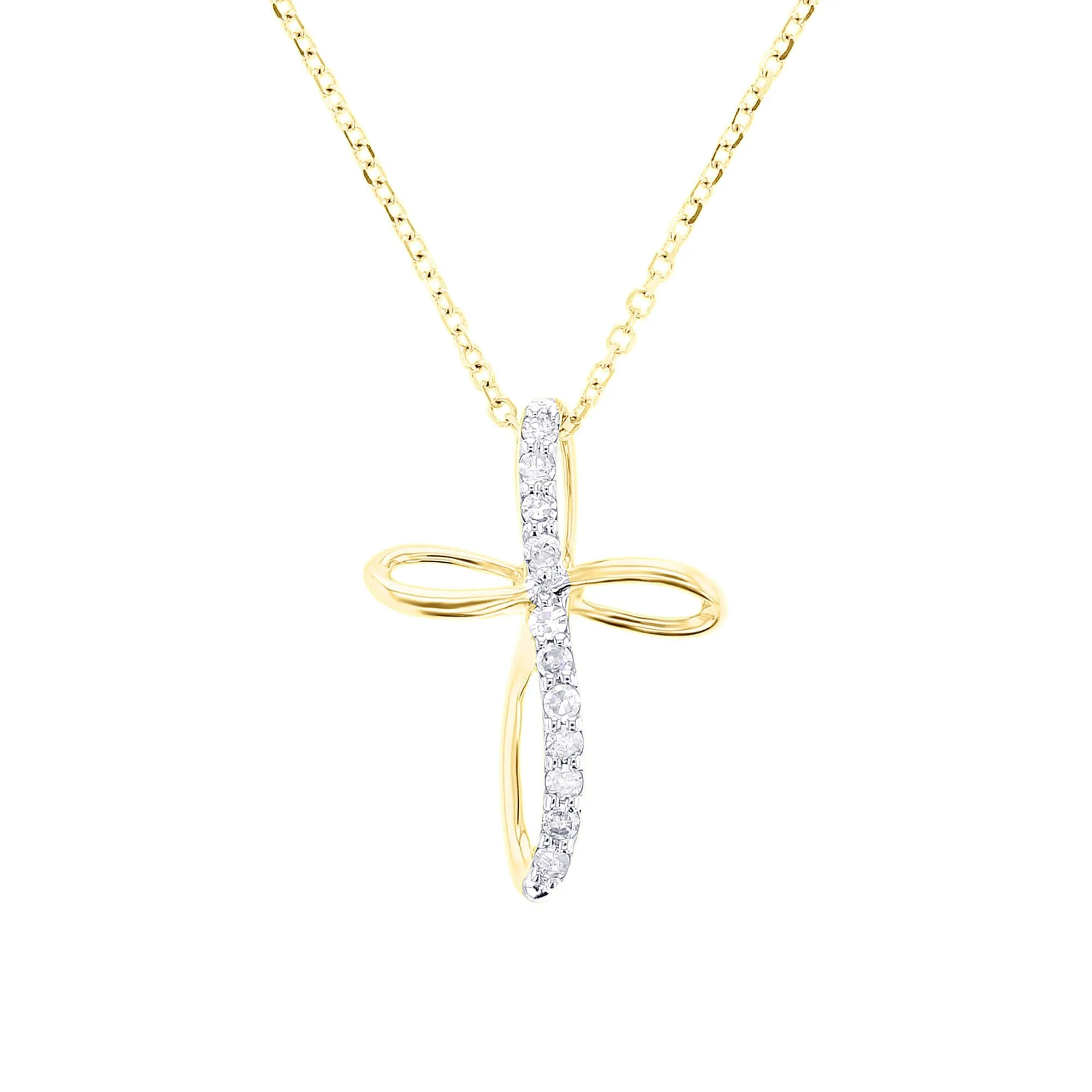 Ribbon Cross Diamond Necklace