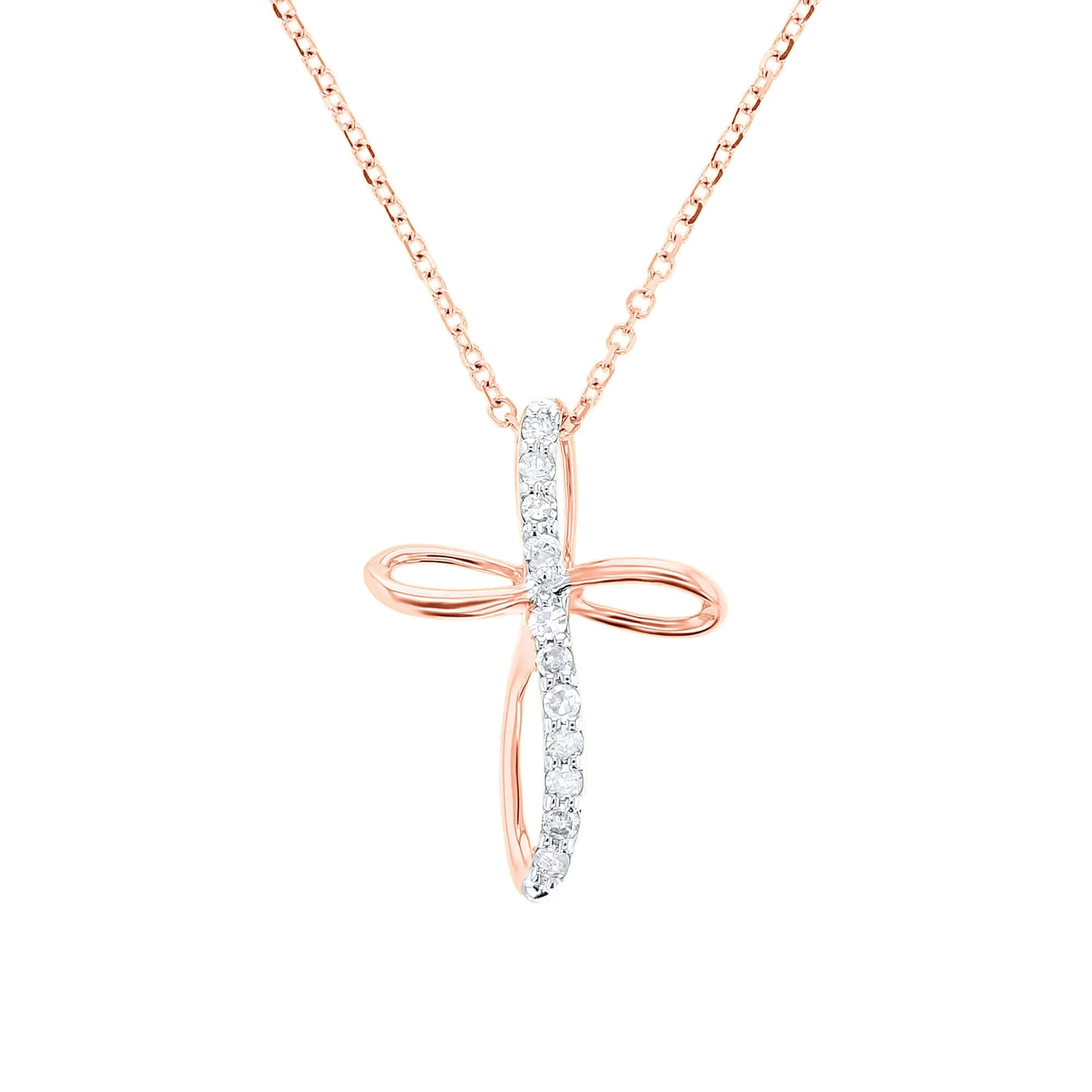 Ribbon Cross Diamond Necklace