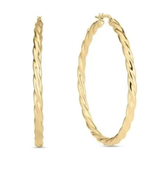 Roberto Coin Designer 18k Yellow Gold Medium Twisted Hoop Earrings