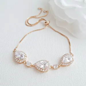 Rose Gold Bridesmaids Bracelet in Cubic Zirconia- Emma