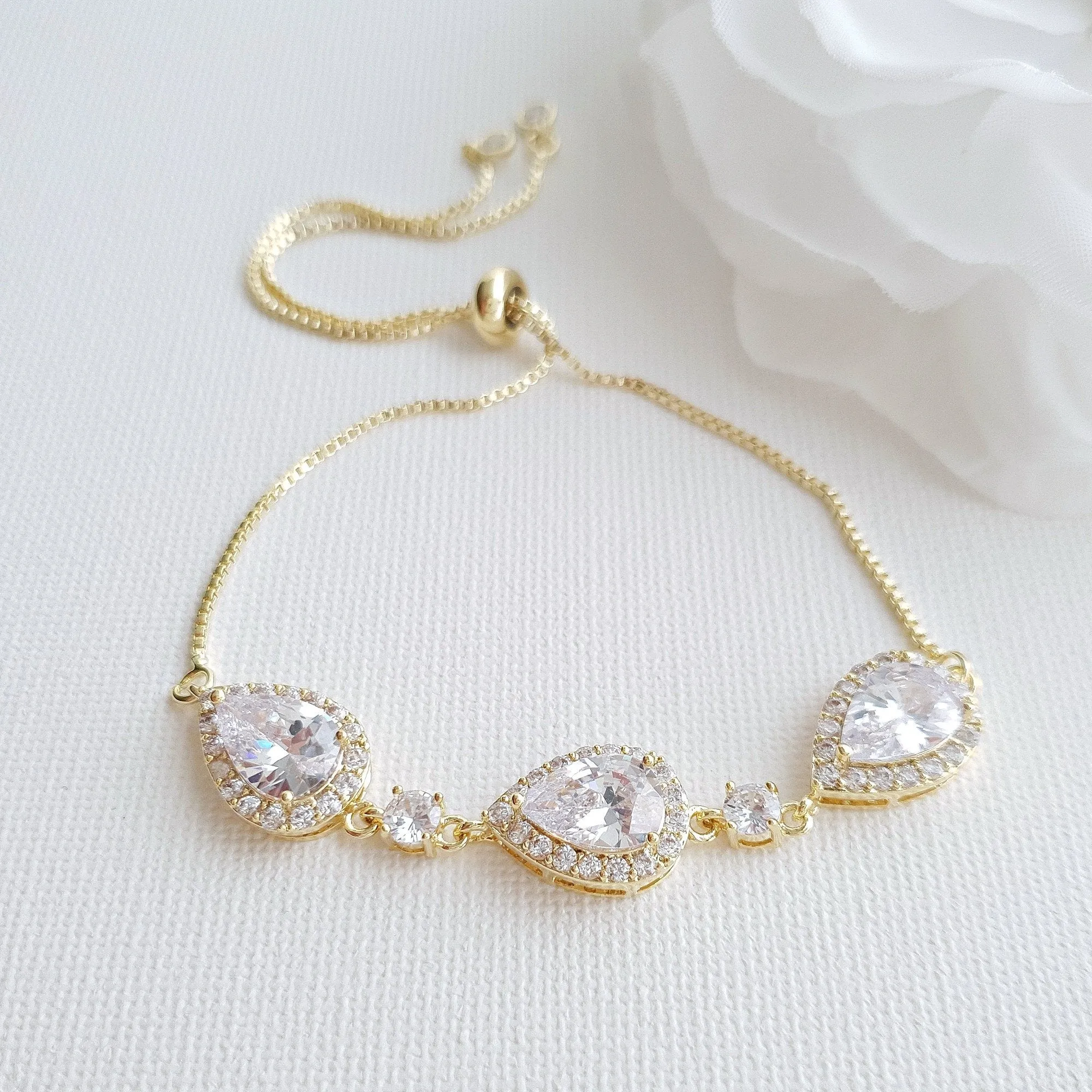 Rose Gold Bridesmaids Bracelet in Cubic Zirconia- Emma