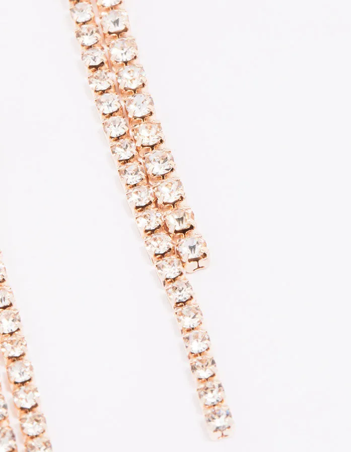 Rose Gold Double Row Cupchain Drop Earrings