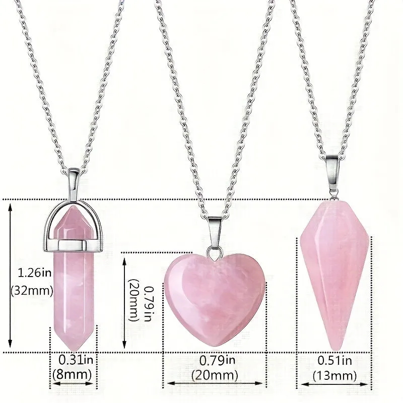 Rose Quartz Crystal Necklaces Set for Spiritual Energy and Gifts